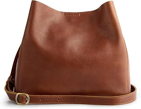 S-ZONE Full Grain Leather Crossbody Bags for Women Shoulder Bag Butterfly Bucket Purses | Amazon (US)