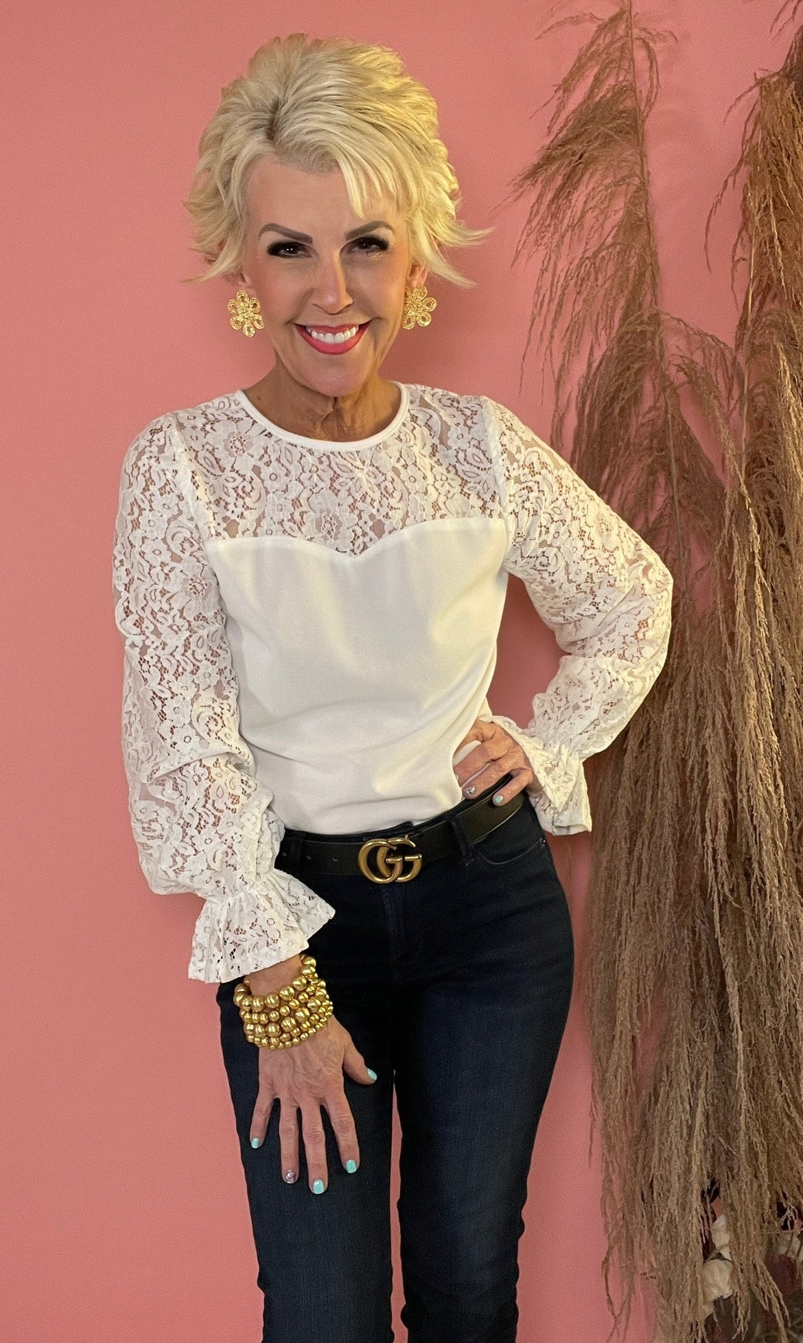 Off White Lace Blouse | Peppered with leopard