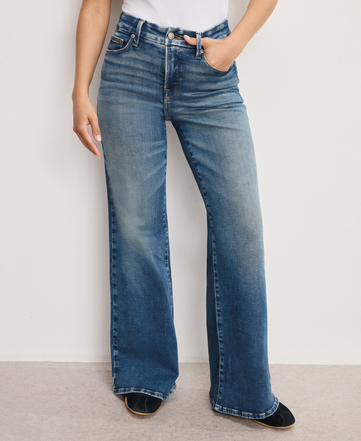 Good American Women's Wide-Leg Jeans - Dark Blue | Macy's