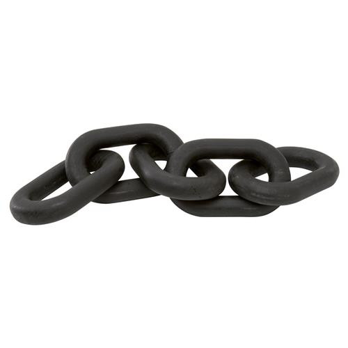 Maisha Modern Classic Black Wash Reclaimed Pine Wood Chain Link Sculpture | Kathy Kuo Home