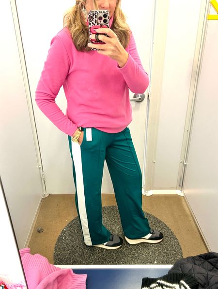 Disregard my top and shoes with them, but these track pants are winners! 4 colors, TTS, pockets, not too thick or heavy but super soft with an almost fleece feel inside. 

#LTKsalealert #LTKfindsunder50 #LTKover40