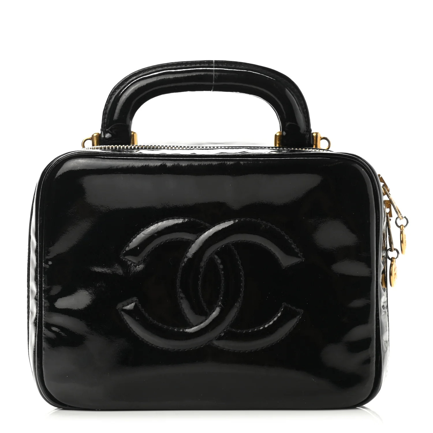 Patent CC Vanity Cosmetic Case Black | FASHIONPHILE (US)