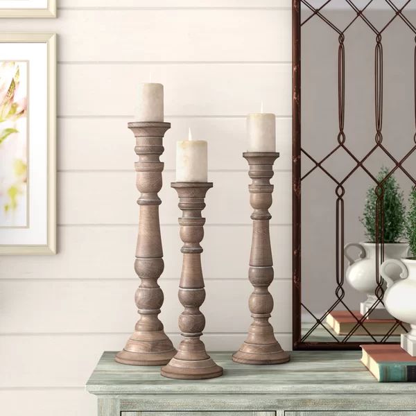 3 Piece Lincoln Wood Candlestick Set | Wayfair North America