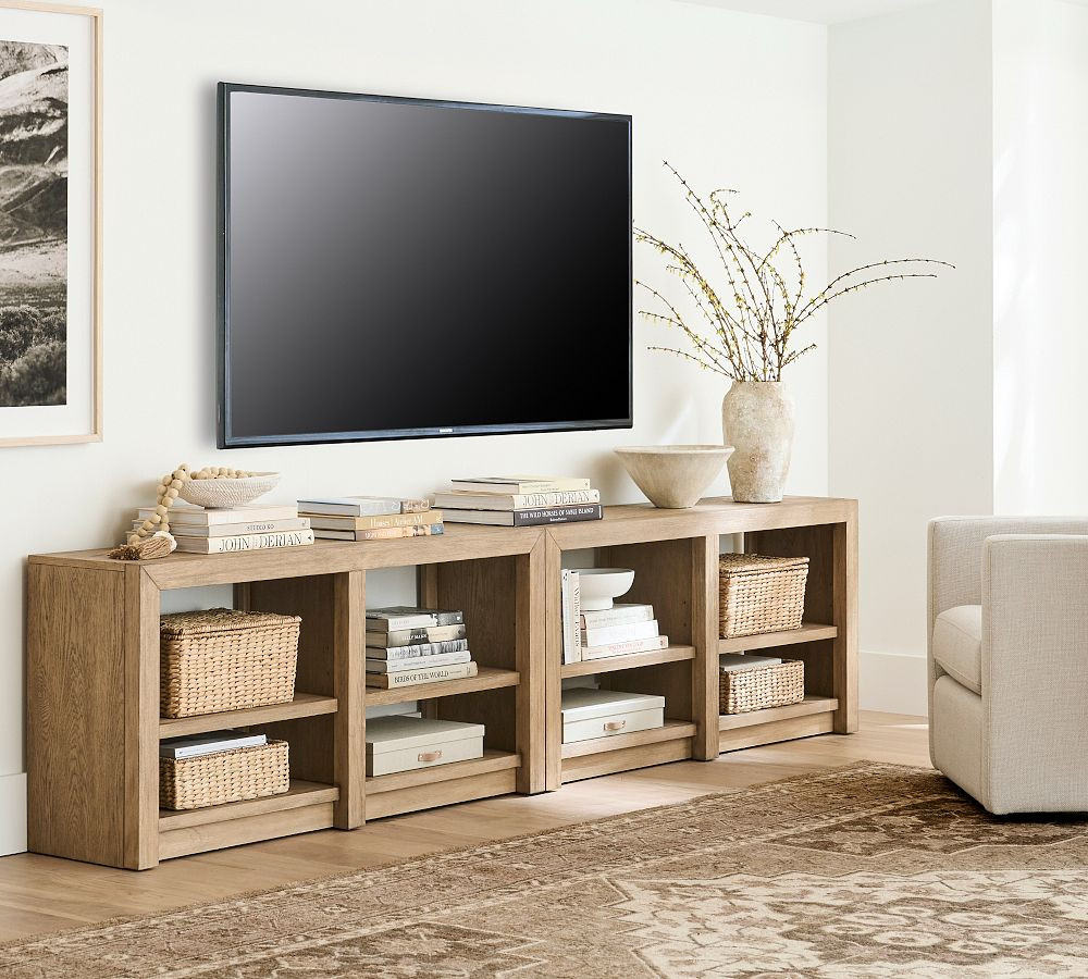 Dillon Long Low Console Bookcase | Pottery Barn (US)