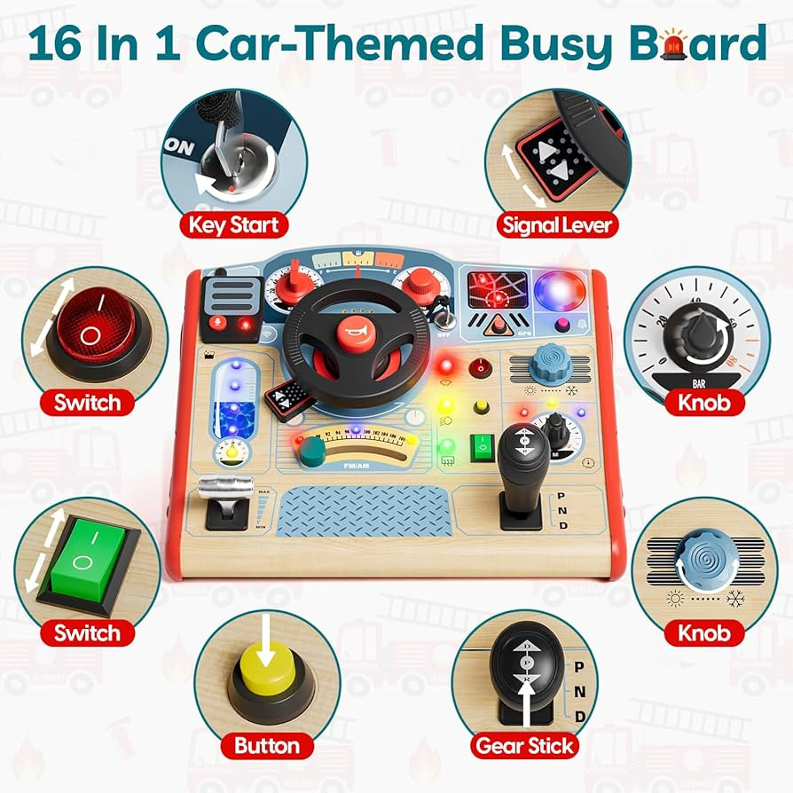 TOP BRIGHT Montessori Busy Board with LED Light, Sensory Toys with Sounds & Switches, Activity Bo... | Amazon (US)