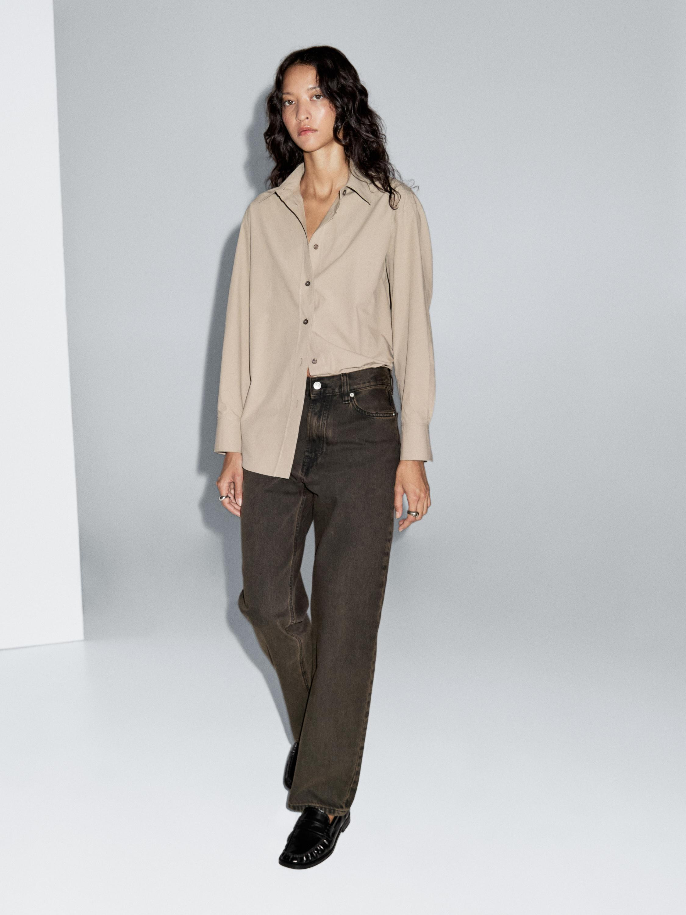 Straight-leg high-waist jeans | Massimo Dutti UK