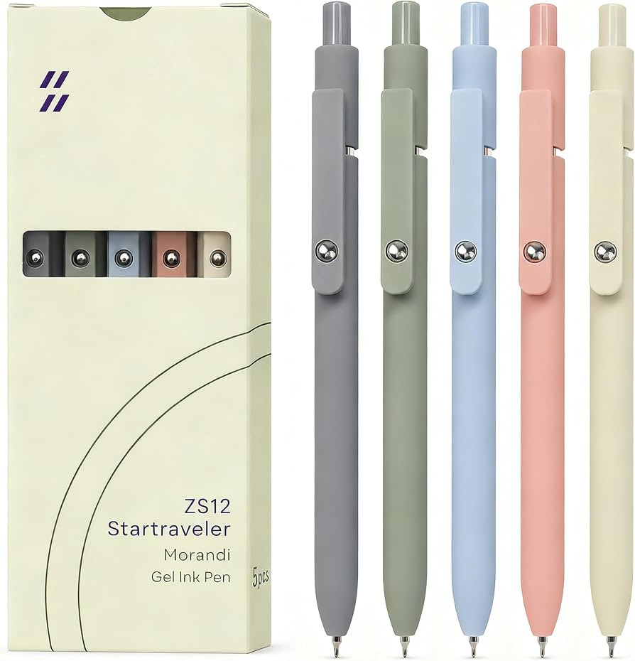 FIOVER Gel Pens 5pcs 0.5mm Quick Dry Black Ink Fine Point Pens | Amazon (US)