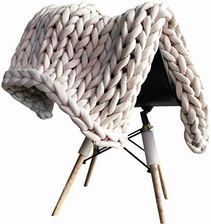 EASTSURE Chunky Knit Cotton Baby Blanket Hand-Made Cute Sofa Throw Machine Washable Beige 32"x40" | Amazon (US)