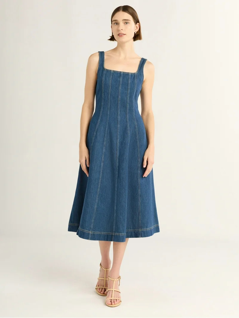 Free Assembly Women's Sleeveless Denim Panel Dress, Sizes XS-4X | Walmart (US)