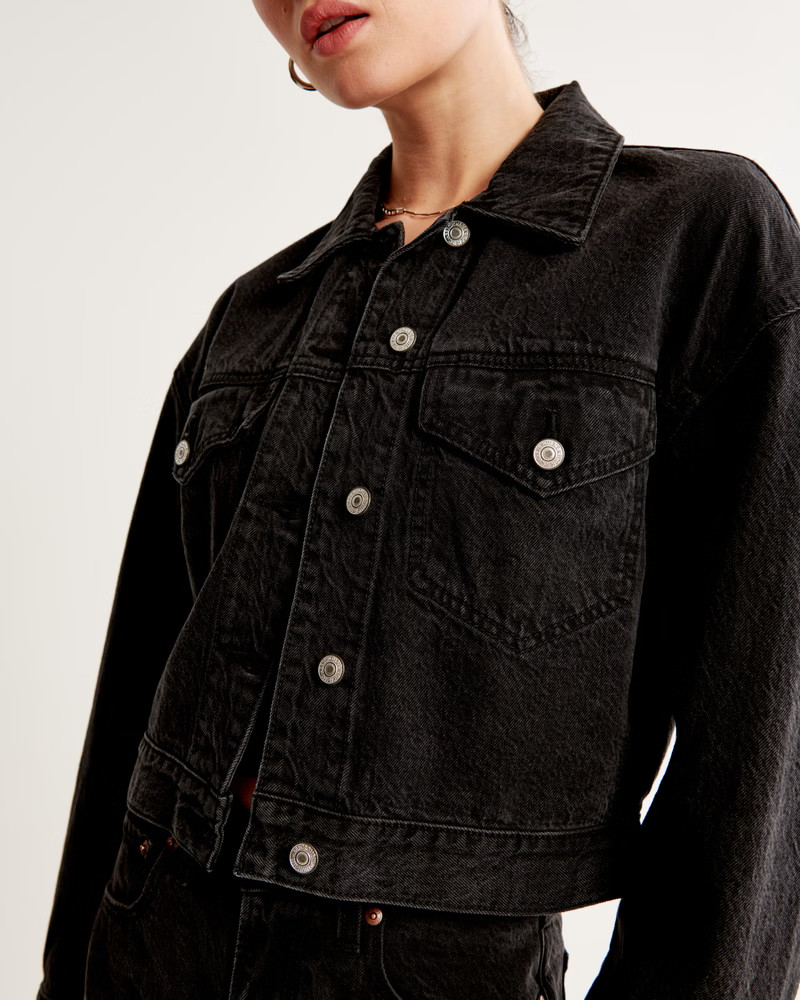 Drapey Cropped Denim Jacket | Abercrombie & Fitch (US)