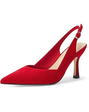 Rilista Women's Slingback Kitten Heels Closed Pointed Toe Wedding Party Dress Pumps Shoes | Amazon (US)