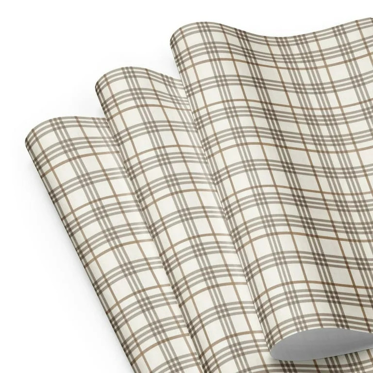 Vintage Brown White Christmas Plaid Pattern Luxury Thick Holiday Wrapping Paper Sheets Holiday Pr... | Walmart (US)
