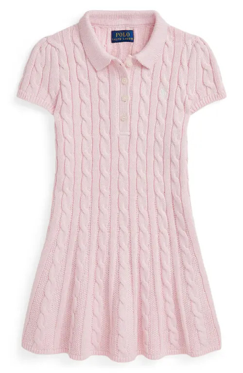 Polo Ralph Lauren Kids' Cable Knit Sweater Dress in Hint Of Pink W/Nevis at Nordstrom, Size 5 | Nordstrom