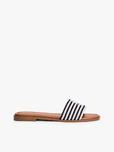 Script Monogram Stripe Woven Slide | Tommy Hilfiger | Tommy Hilfiger (US)