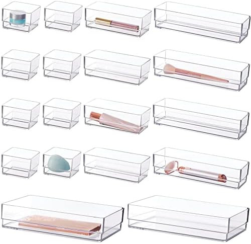 STORi SimpleSort 18-Piece Stackable Clear Drawer Organizer Set | Multi-size Trays | Makeup Vanity... | Amazon (US)