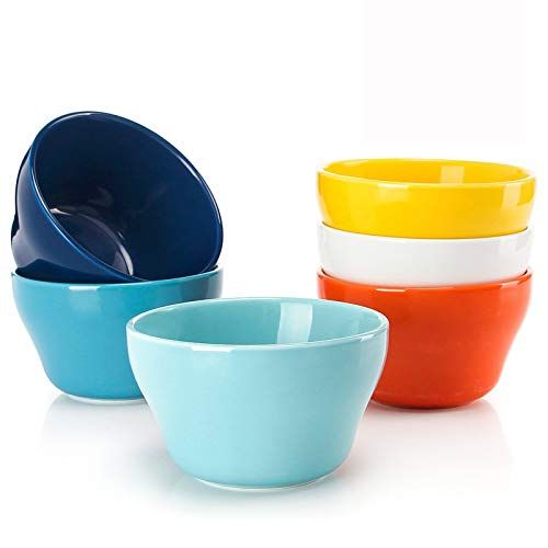 Sweese Porcelain Bouillon Cups - 8 Ounce Dessert Bowls - Set of 6, Multicolor, Hot Assorted Colors | Amazon (US)