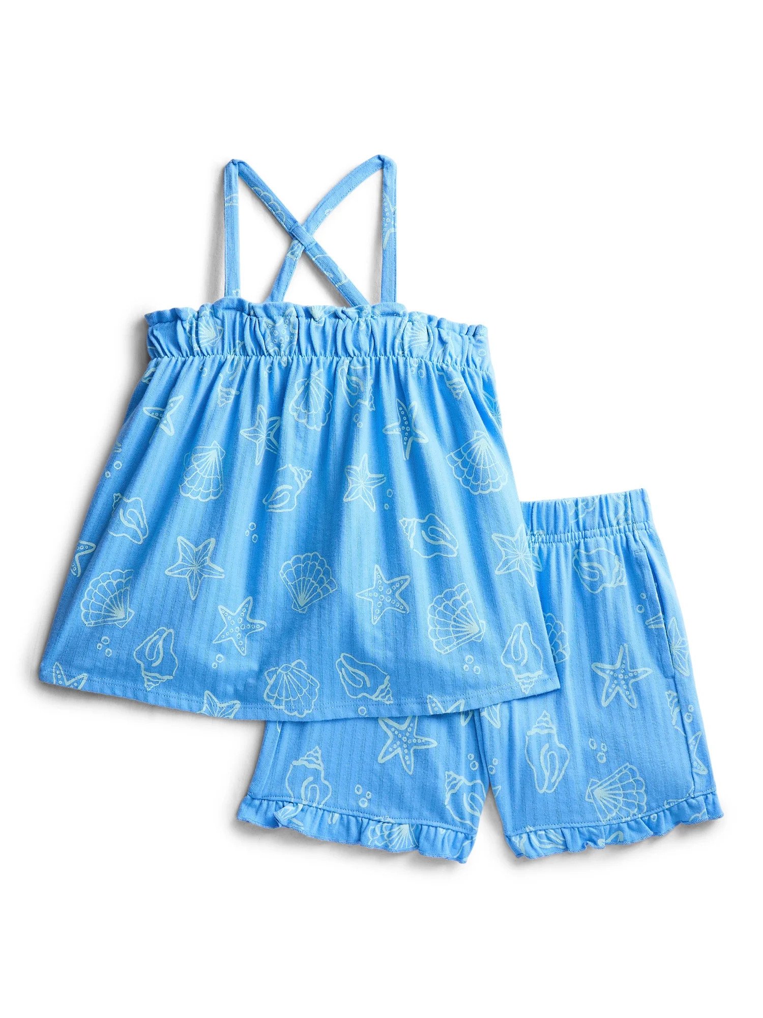Wonder Nation Girls Trapeze Top and Shorts Outfit Set, 2-Piece, Sizes 4-10 | Walmart (US)