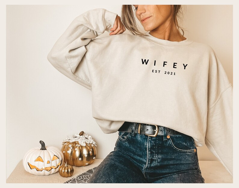 Wifey / Hubby ›› EST 2021 ‹‹ Sweatshirt OR Shirt // Bridal Shower Gift / Engagement Gift ... | Etsy (US)