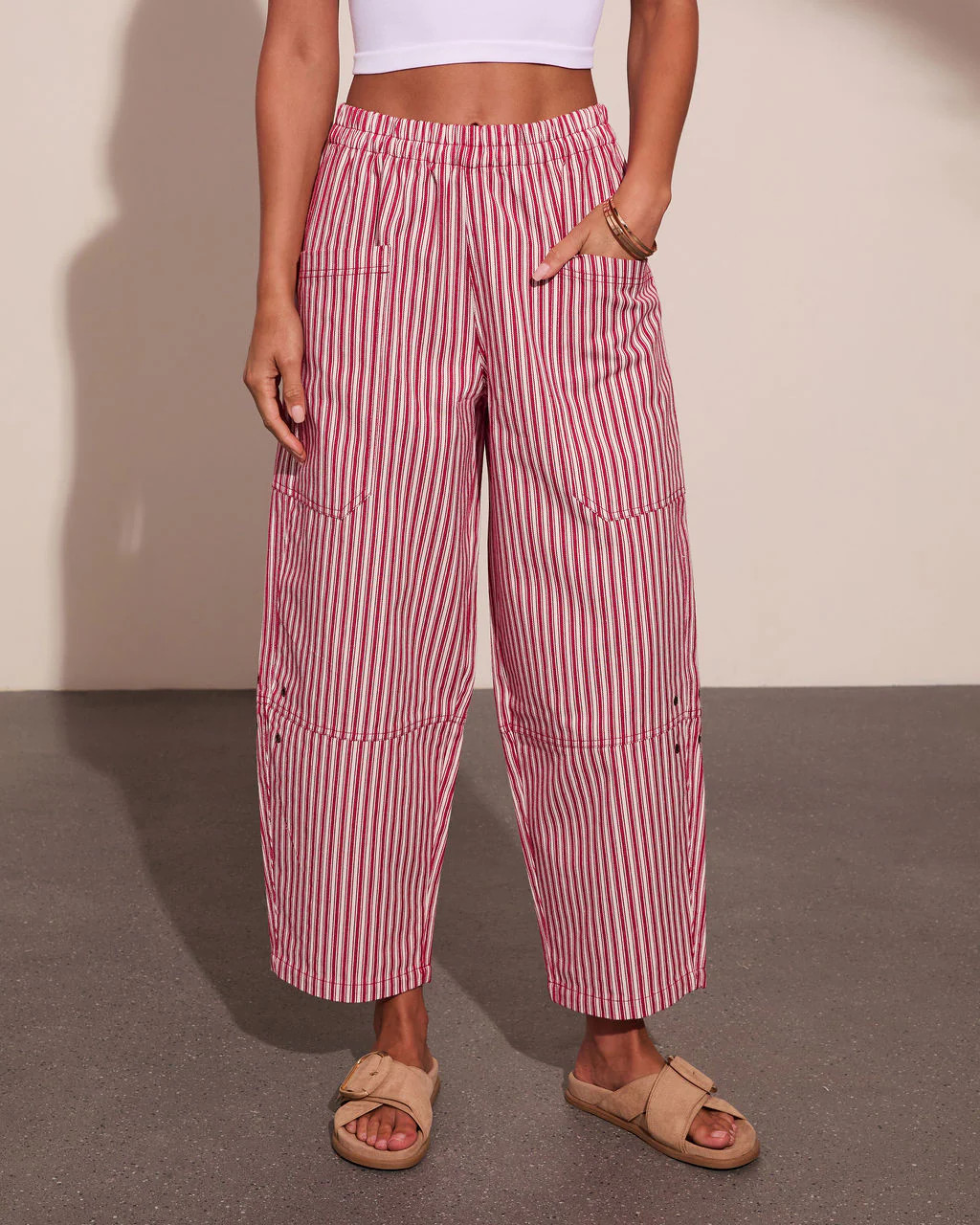 Nautical Honey Striped Barrel Leg Pants | VICI