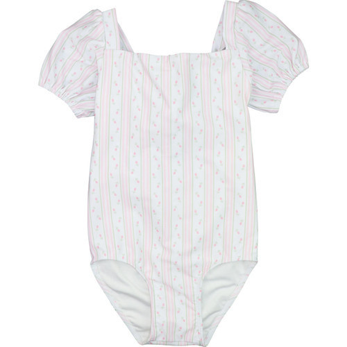 Pink Rosebud Stripe Tie Back Lycra Swimsuit | Cecil and Lou