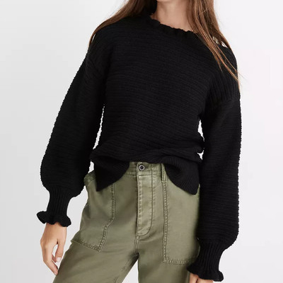 Madewell Women's Ruffle-Neck Pullover Sweater Extra Small Ag587 ($88)  | eBay | eBay US