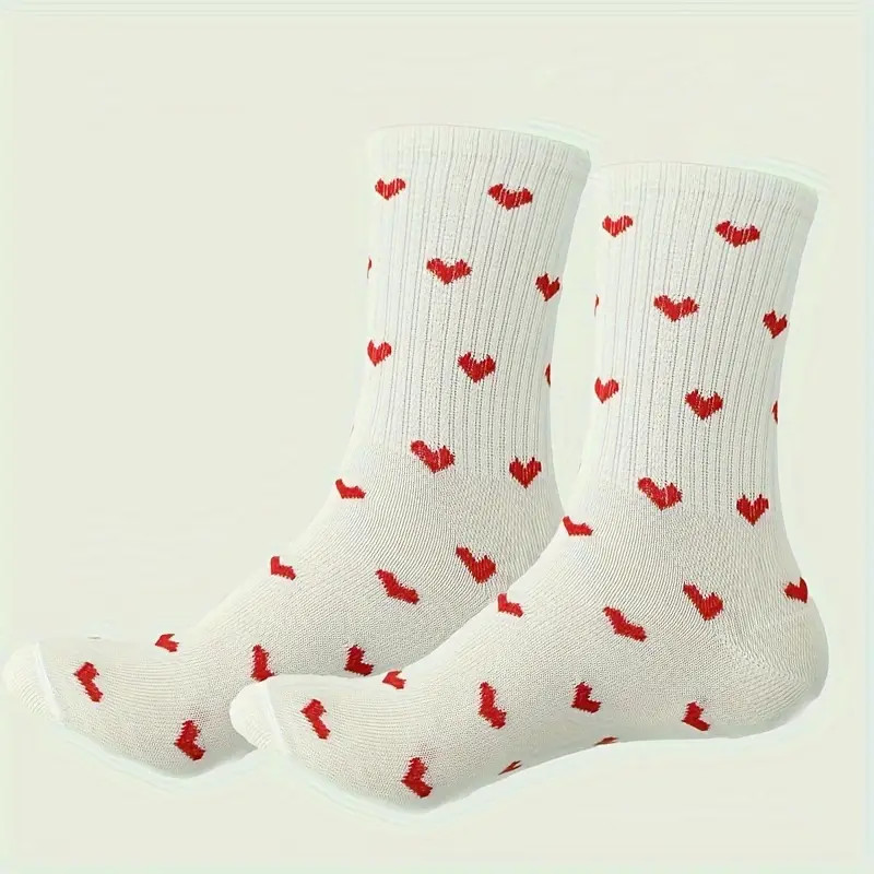 Valentine's Day Heart Print Socks Simple Comfy Mid Tube - Temu | Temu Affiliate Program