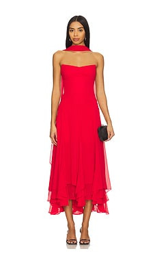 Amanda Uprichard Monterey Dress With Scarf in Cherry Red from Revolve.com | Revolve Clothing (Global)