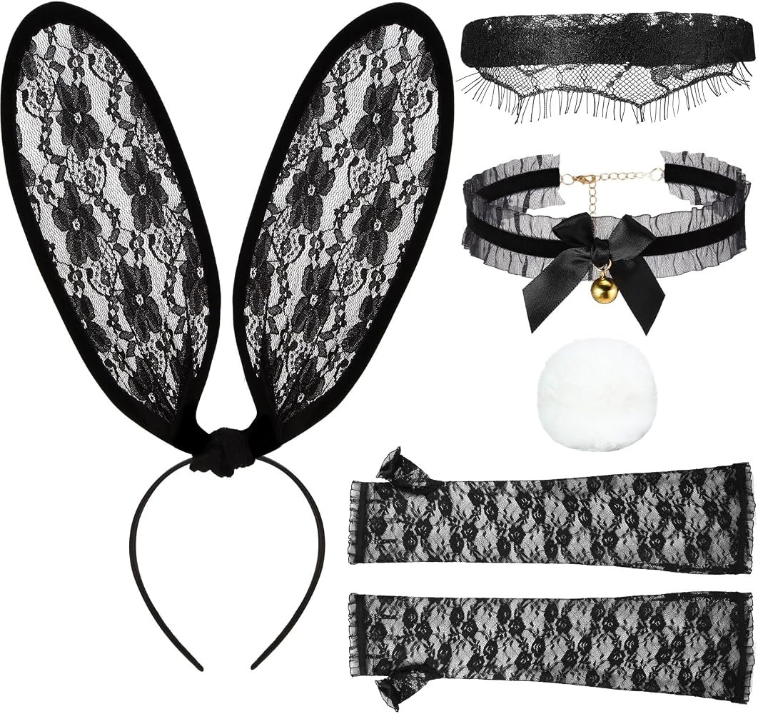 Cozypower Halloween Bunny Costume Accessories Set with Rabbit Ear Headband Eye Mask Gloves Collar... | Amazon (US)