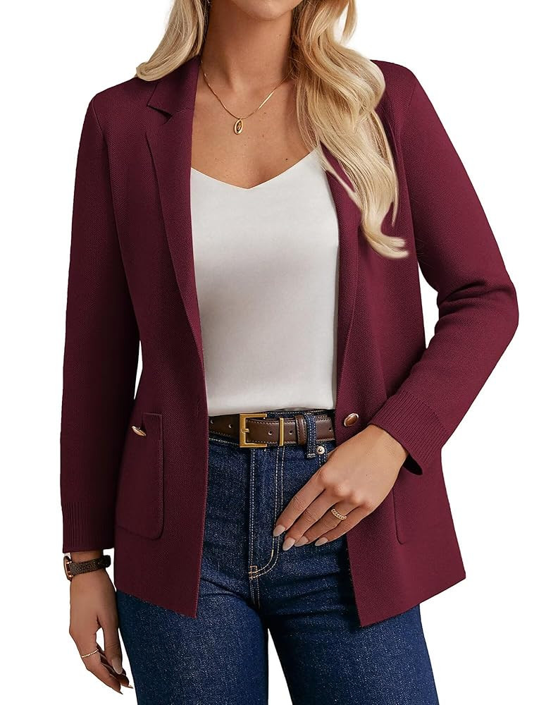 GRACE KARIN Sweater Blazers for Women Business Casual Long Sleeve Open Front Lapel Suit Jackets W... | Amazon (US)