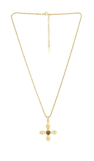 Cross Pendant Necklace in Brown | Revolve Clothing (Global)