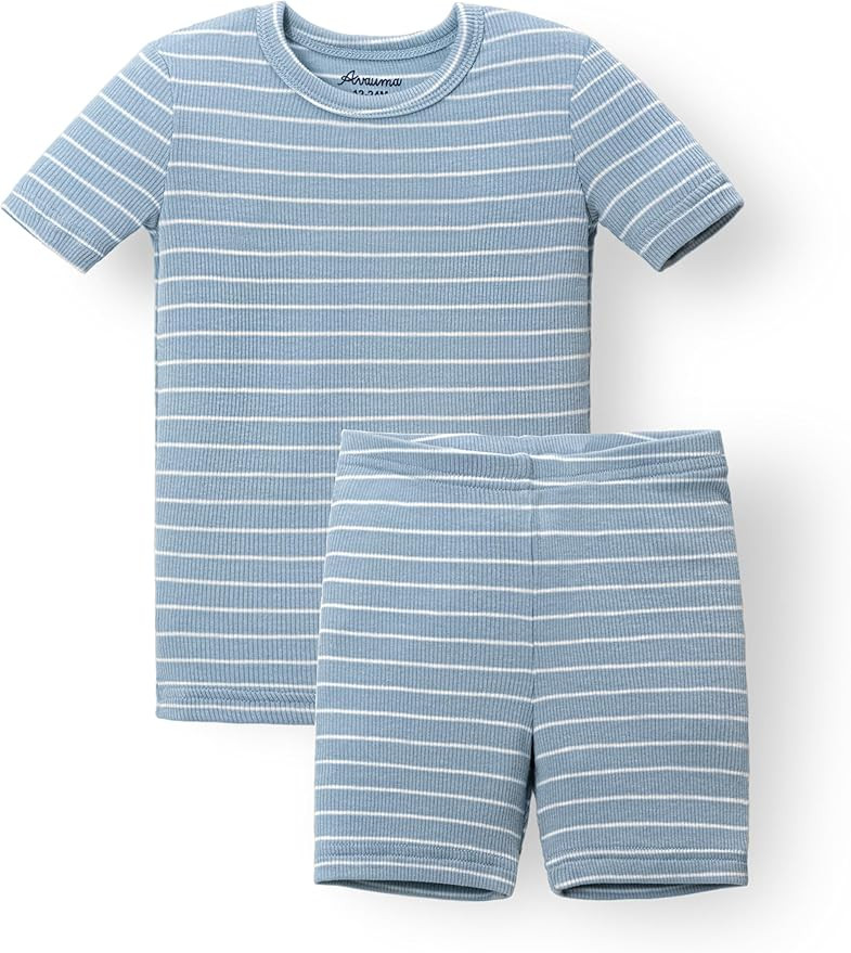 AVAUMA Stripe Pattern Baby Boys Girls Pajama Set Kids Toddler Snug fit Ribbed Sleepwear pjs for D... | Amazon (US)