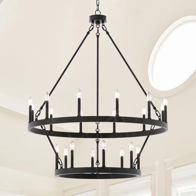 Finchley 20 - Light Dimmable Wagon Wheel Chandelier | Wayfair North America