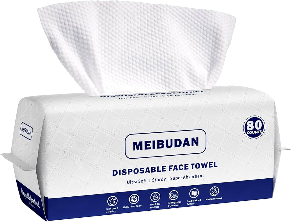 Disposable Face Towel, Face Clean Dry Makeup Remover Wipes, 80 Count, 1 Pack, 7.88in×9.48in | Amazon (US)