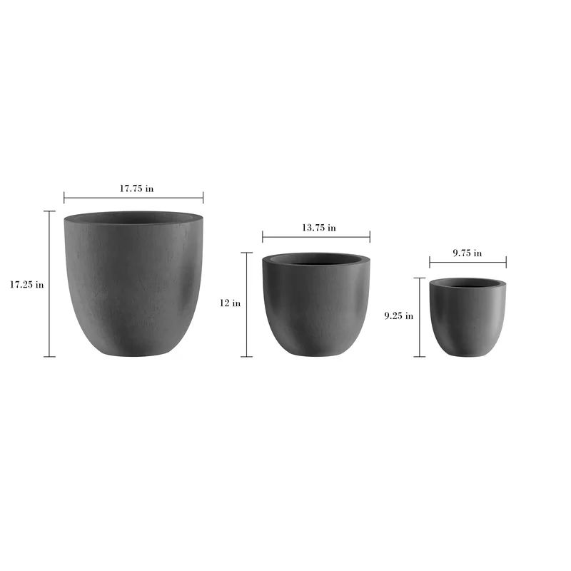 Behling Fiber Clay Plant Pots Set of 3 - Modern Tapered Indoor/Outdoor Planters with Drainage Hol... | Wayfair North America