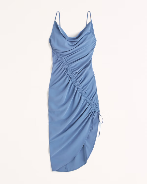 Women's Asymmetrical Cinched Midi Dress | Women's Best Dressed Guest Collection | Abercrombie.com | Abercrombie & Fitch (US)