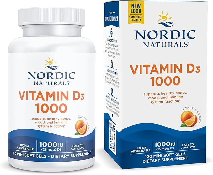 Nordic Naturals Vitamin D3 1000, Orange - 120 Mini Soft Gels - 1000 IU Vitamin D3 - Supports Heal... | Amazon (US)
