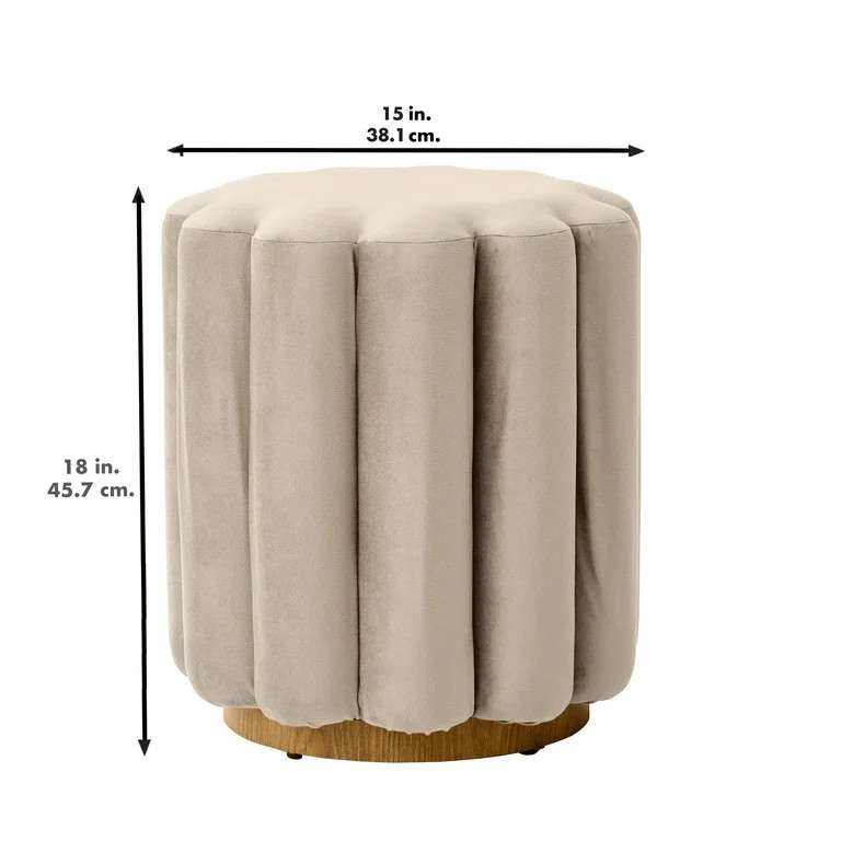 Better Homes & Gardens Lillian Velvet Tufted Ottoman, Beige | Walmart (US)