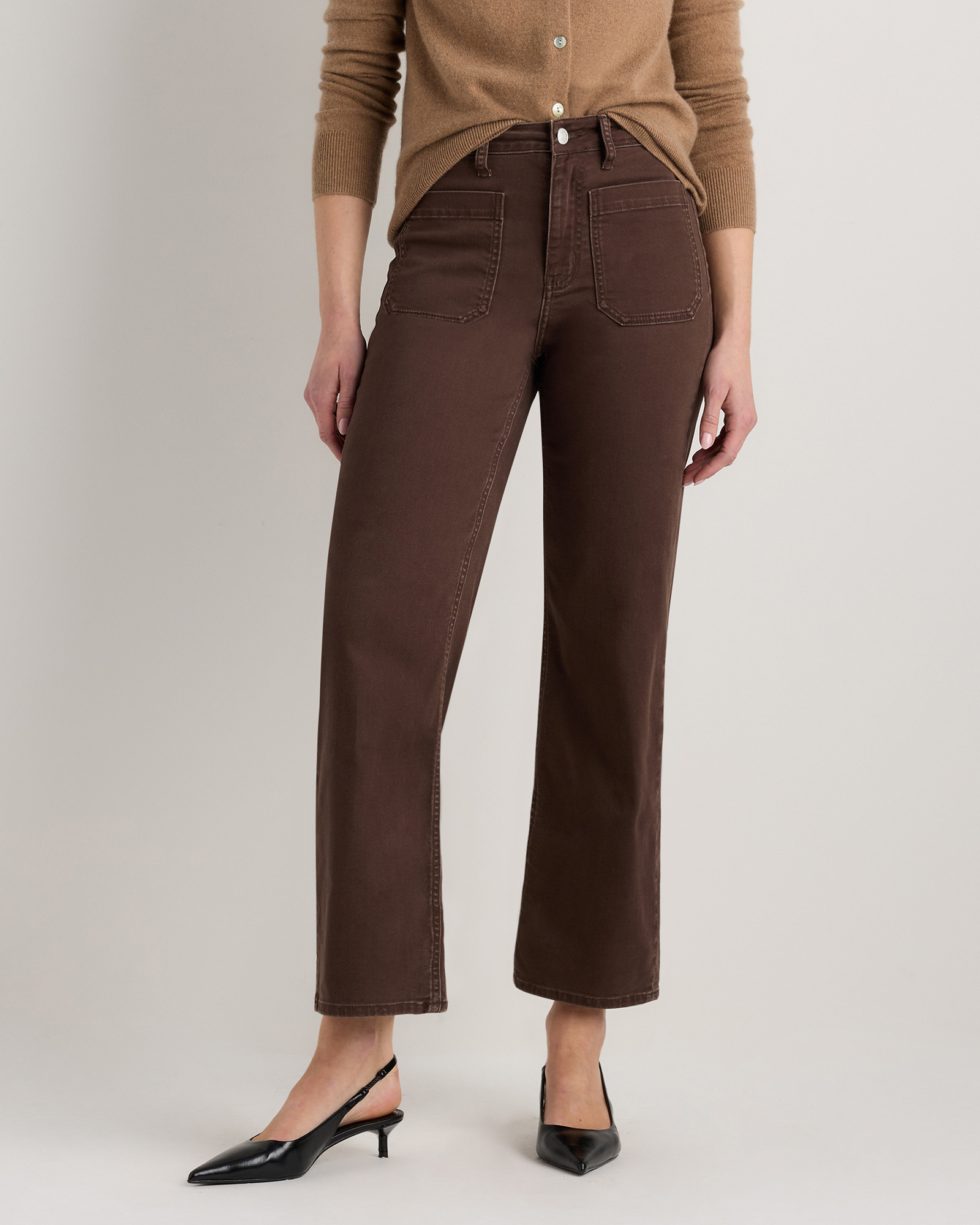 Quince | Women's Stretch High Rise Patch Pocket Wide Leg Jeans in Dark Wash, Size 24, Organic Cotton | Quince