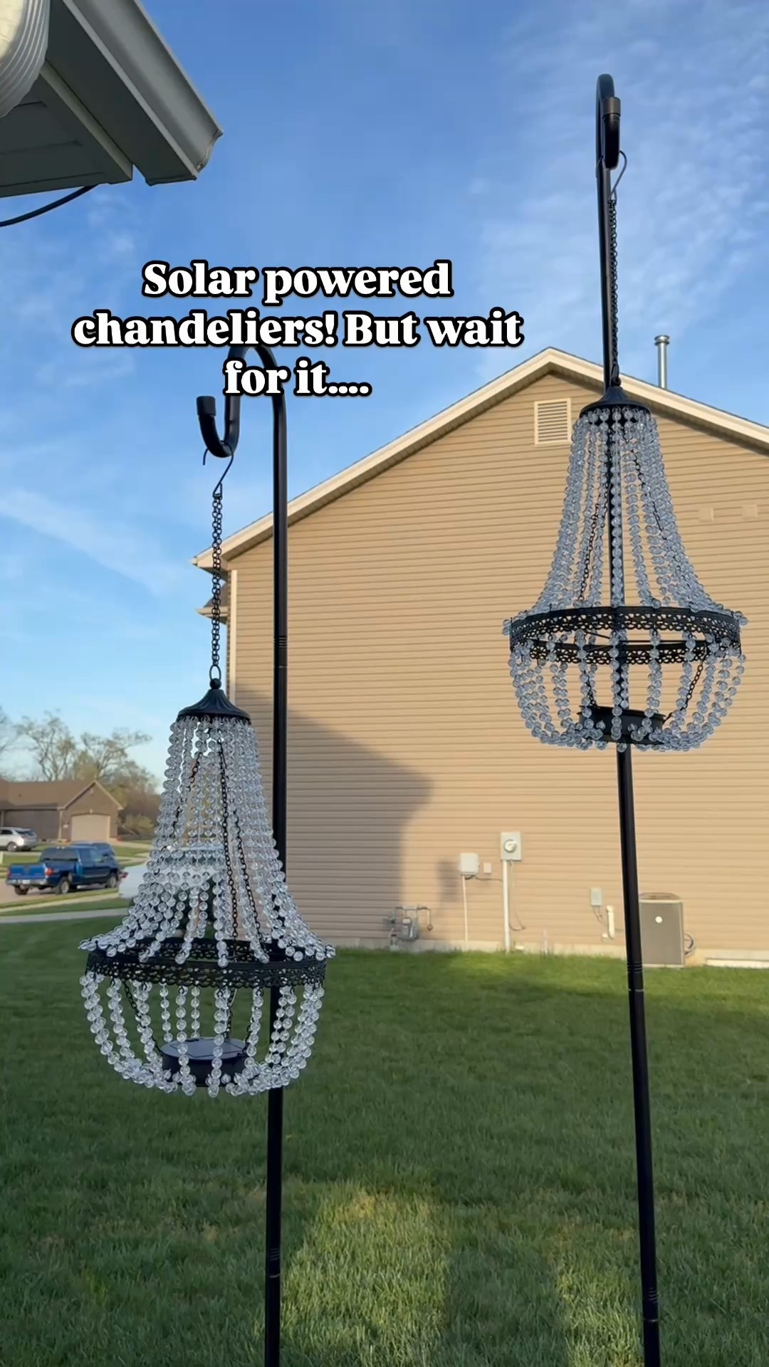 Outdoor chandeliers & make them solar powered!! So pretty at night! 

#LTKHome #LTKStyleTip #LTKSeasonal