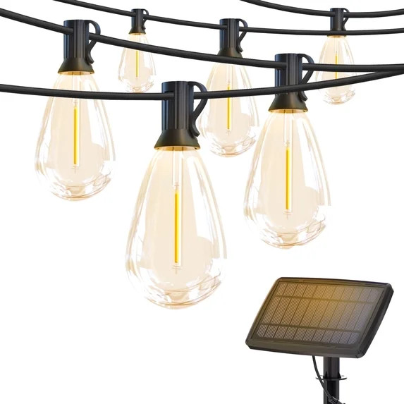DAYBETTER Solar Outdoor String Lights, 100ft S14 LED Patio Lights with 24 Bulbs, Waterproof Strin... | Walmart (US)