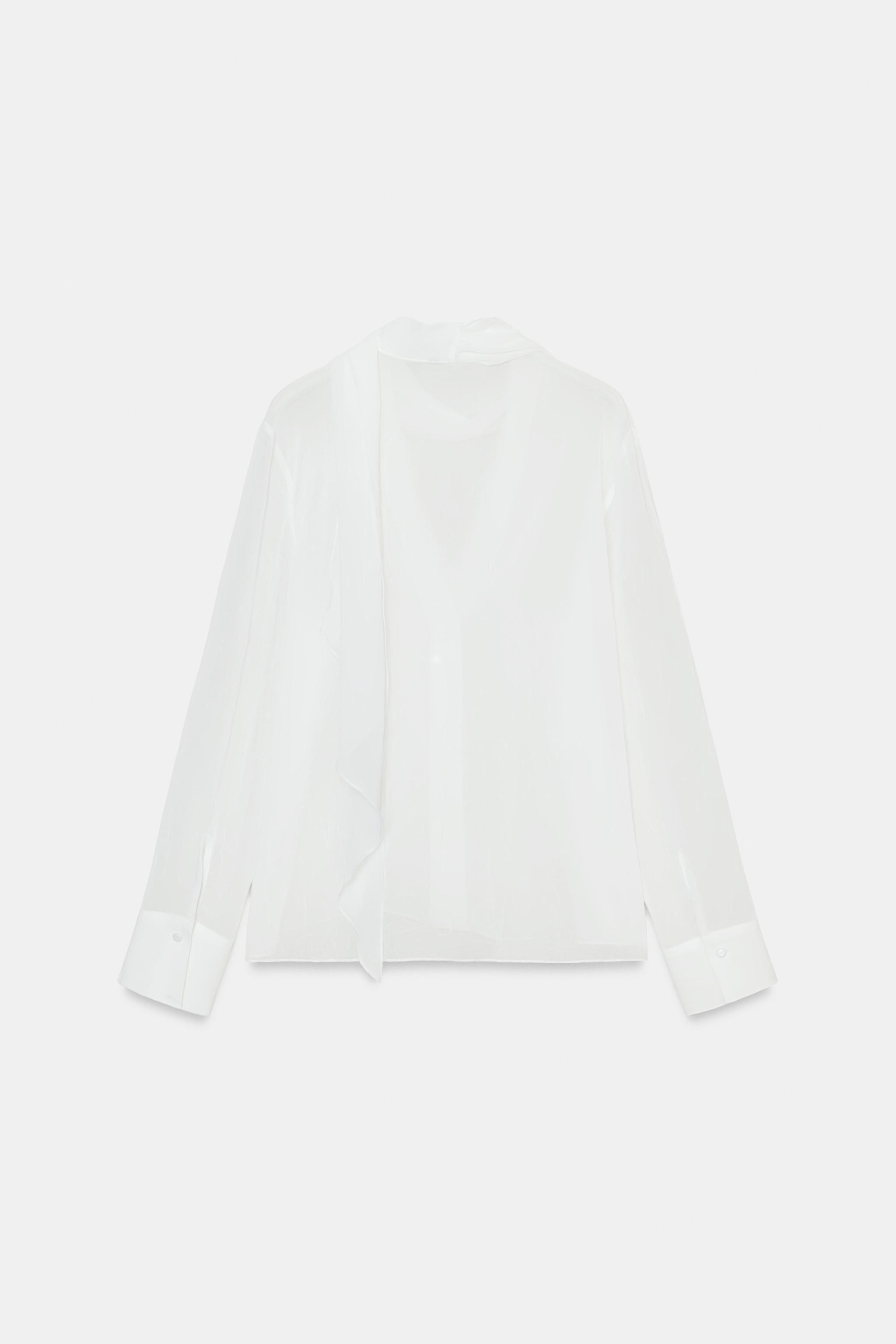SEMI-SHEER BLOUSE WITH FLOWER | Zara UK