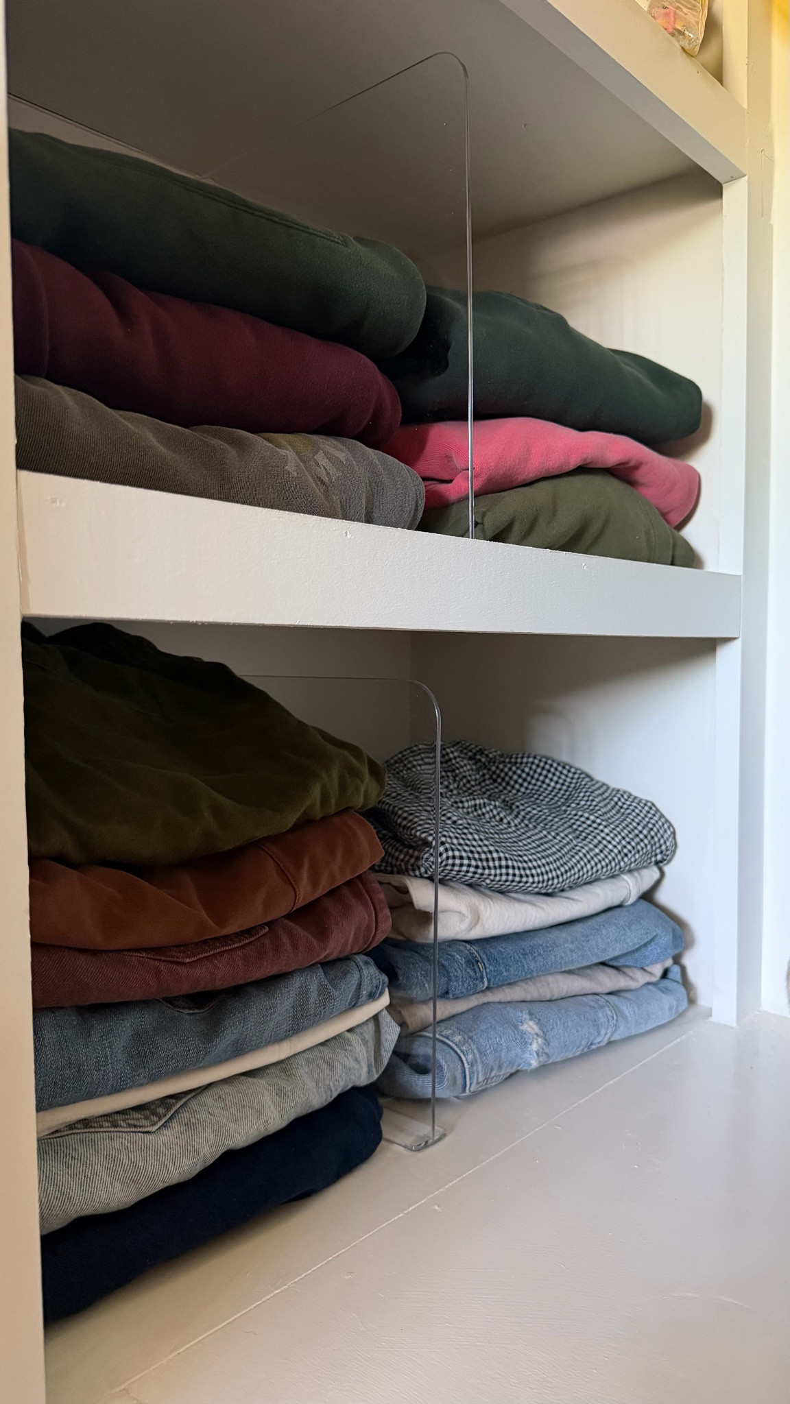 closet organization! love these clear dividers. great for handbags too!

#LTKHome #LTKdayinmylife #LTKselfcare