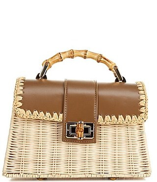 Btb Los Angeles Debon Top Handle Rattan Bag - Chocolate | Dillard's