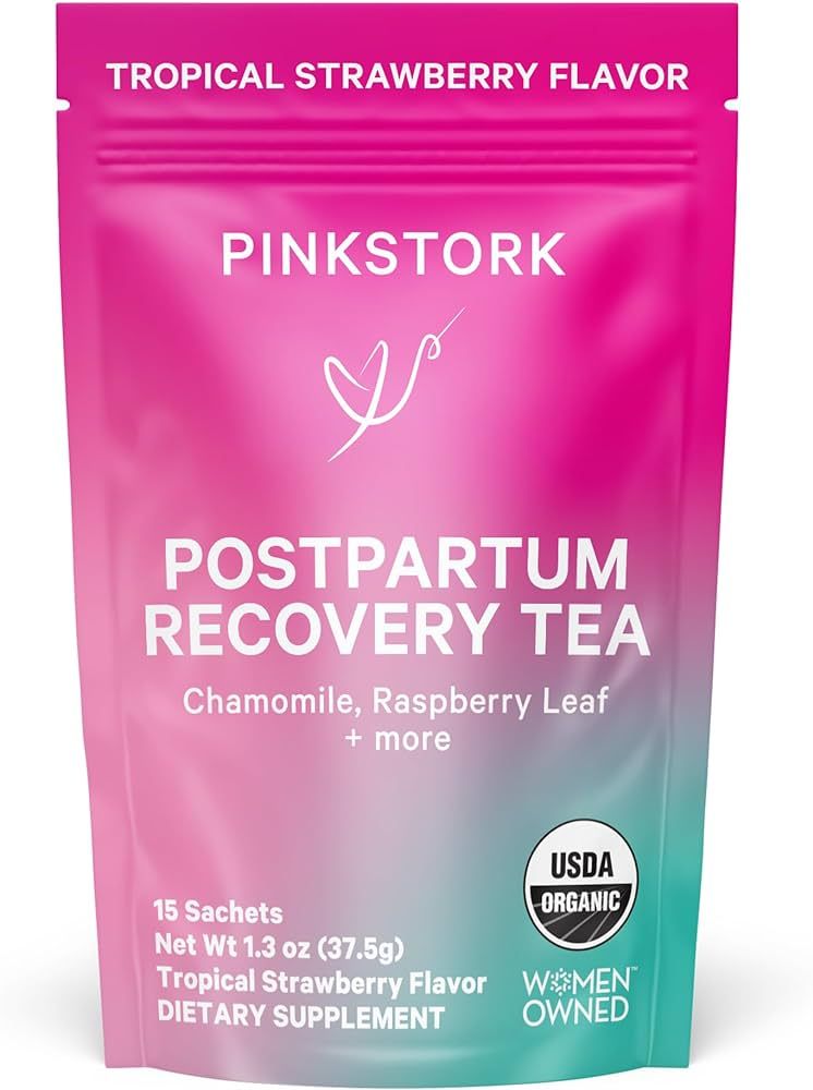 Pink Stork Postpartum Recovery Herbal Tea, Organic Red Raspberry Leaf with Chamomile, Hormone Bal... | Amazon (US)