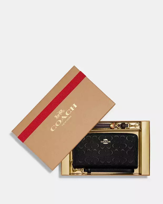 Boxed Long Zip Around Wallet In Signature Leather | Coach Outlet US
