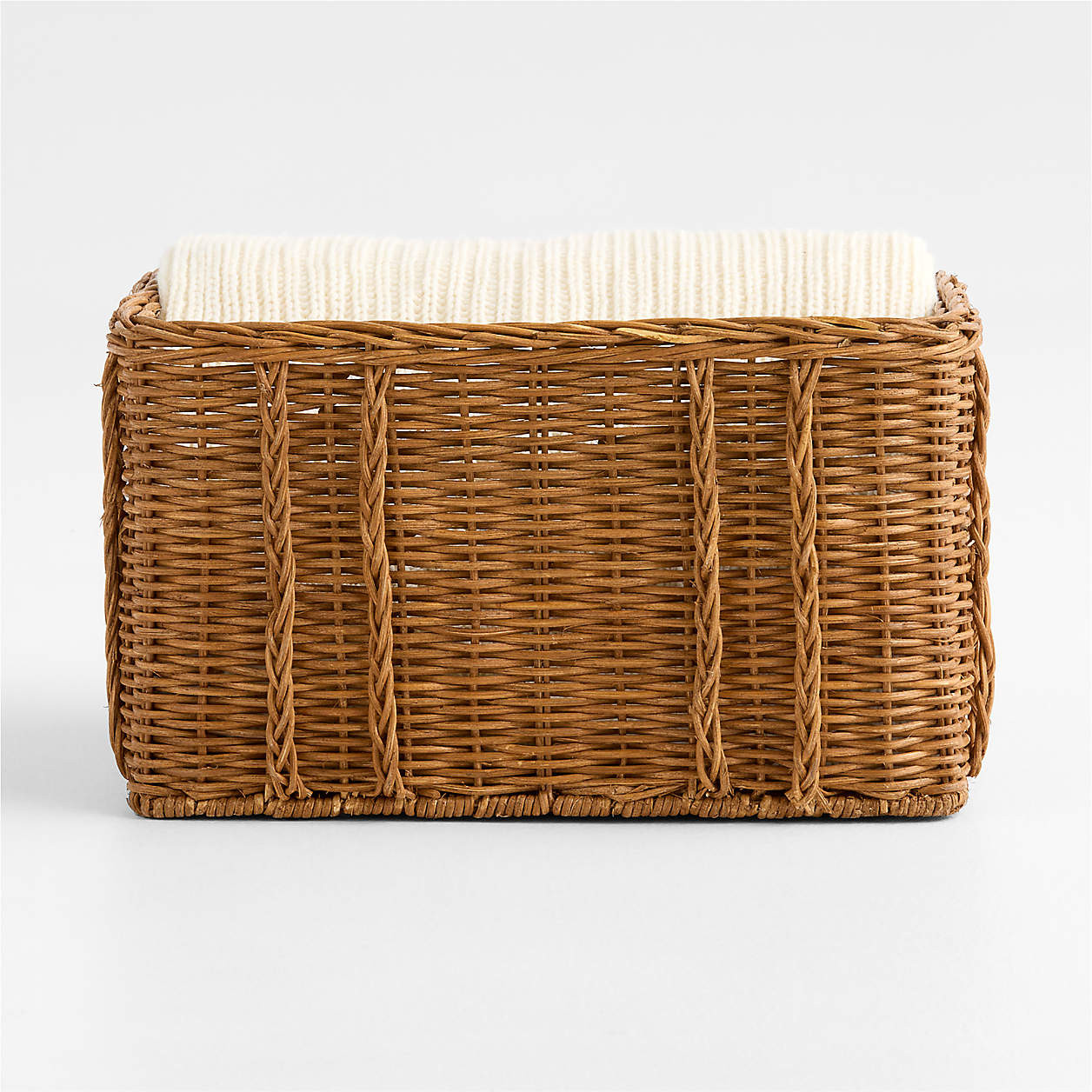 Alford Rattan Small Rectangle Basket + Reviews | Crate & Barrel | Crate & Barrel