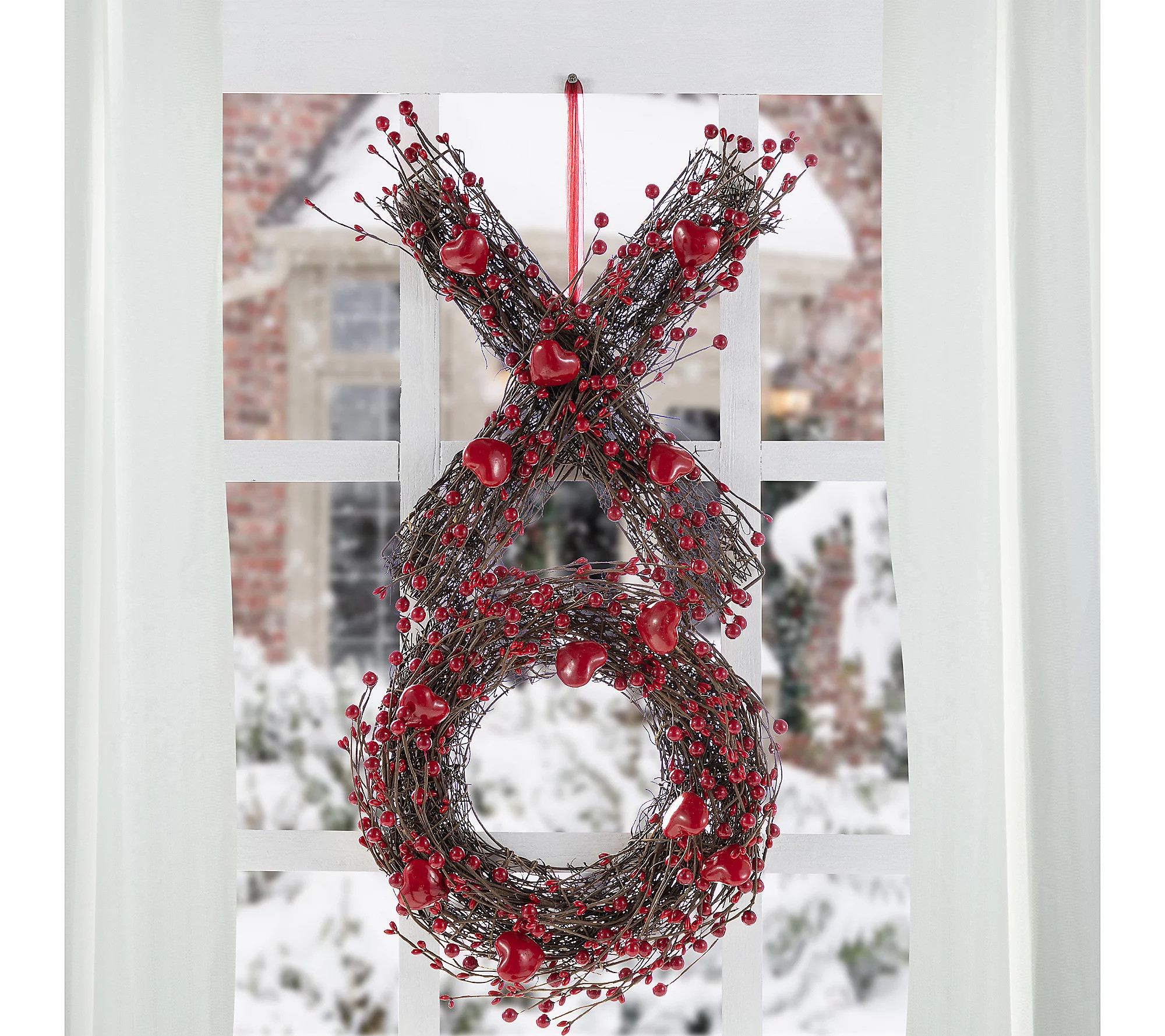 Glitzhome 24""H Red Valentine's XO Shaped Wreath | QVC