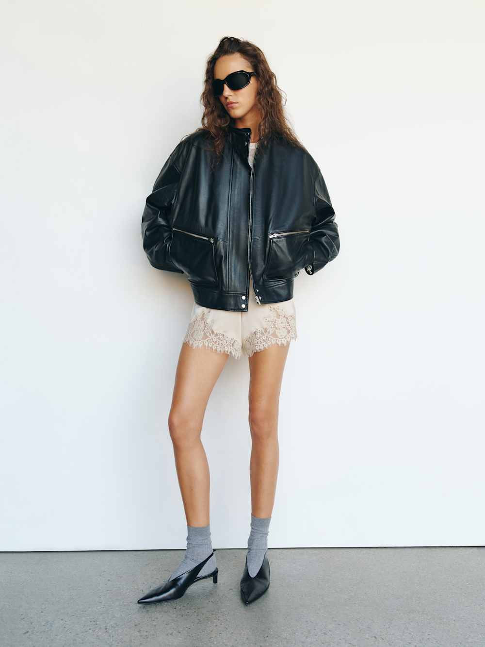 Veda Harrison Leather Oversized Bomber | Reformation (Global)