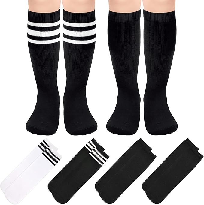 4 Pairs Kids Soccer Socks Toddler Soccer Socks Girls Boys Soccer Socks Toddler Knee High Socks To... | Amazon (US)