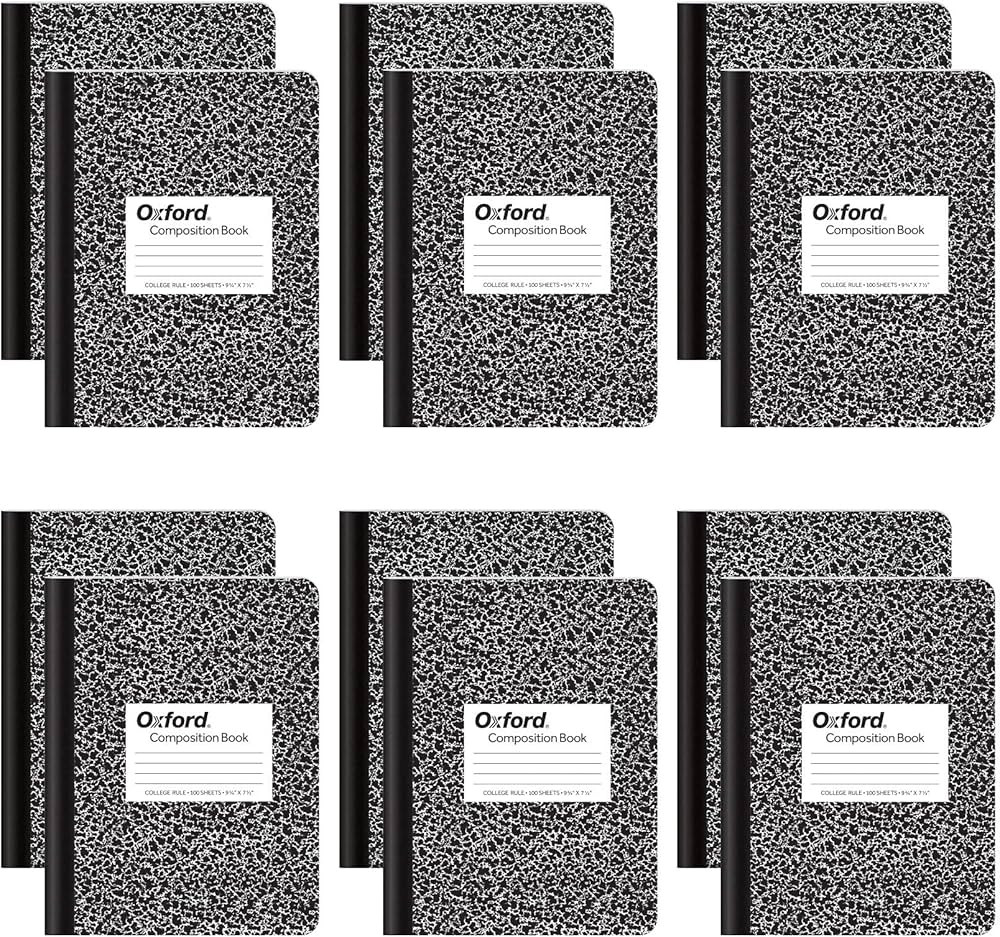 Oxford Composition Notebooks, College Ruled Paper, 9-3/4" x 7-1/2", Black Marble Covers, 100 Shee... | Amazon (US)
